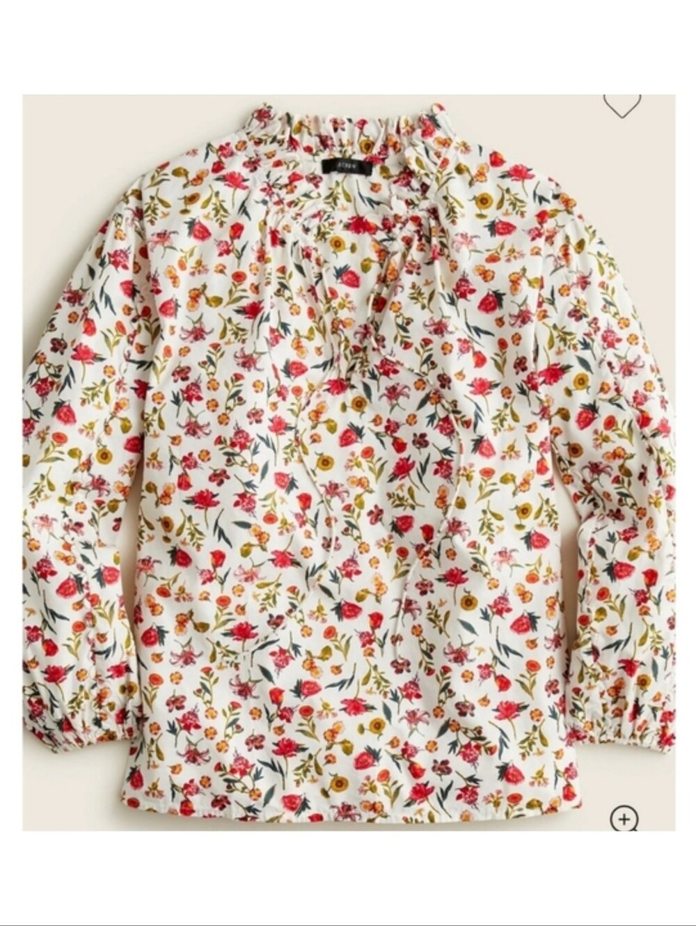 J.Crew Scalloped Tie Neck Top In Vintage Floral White Size M - Picture 2 of 15